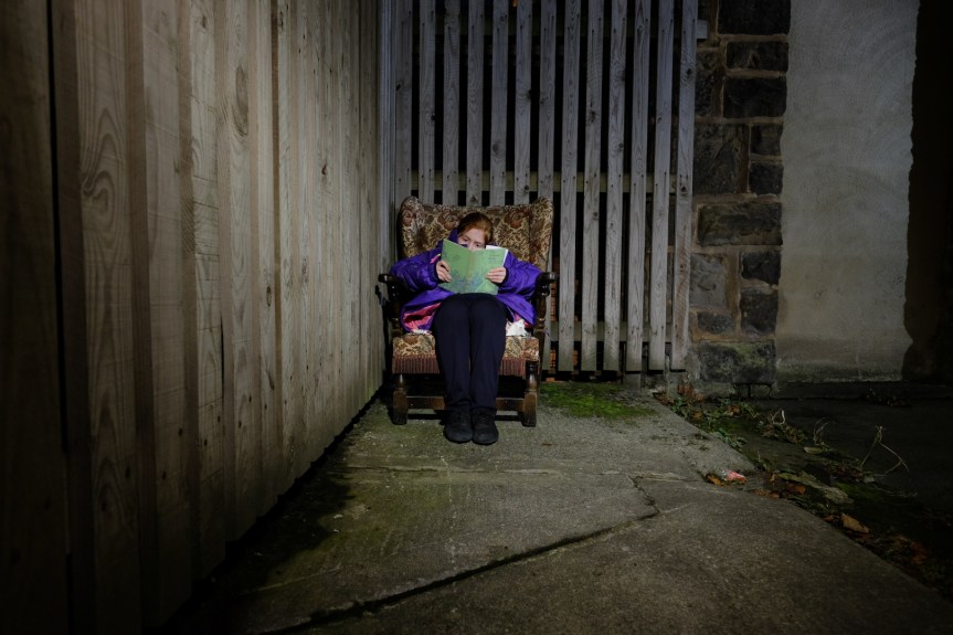 Reading in an old chair