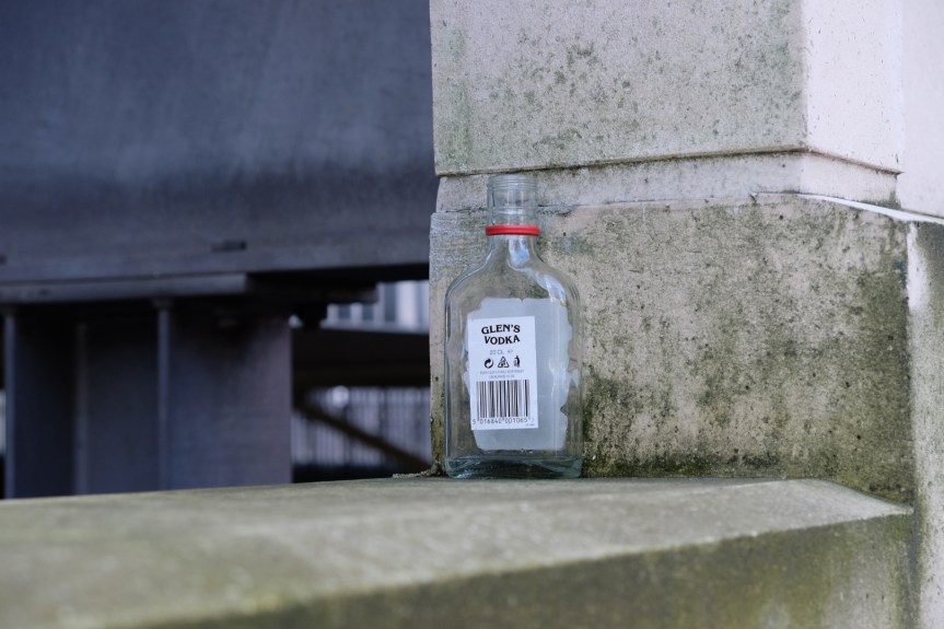 Empty vodka bottle