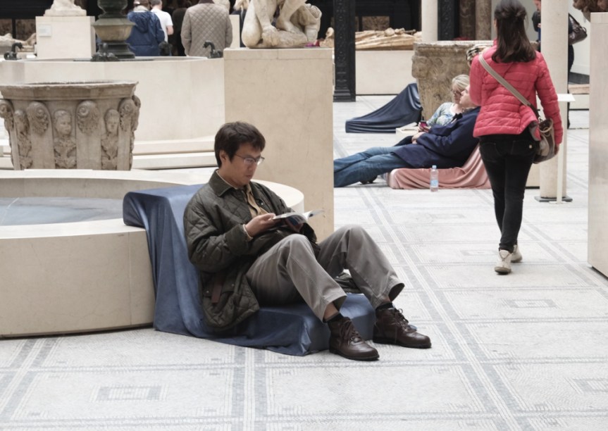 Man Reading in V&A Museum