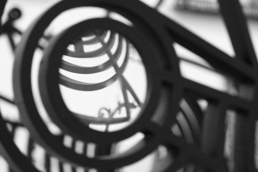 abstract of iron screen with lens