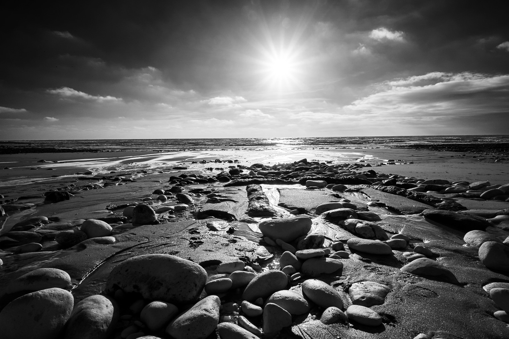 Sun rising over flamborough beach