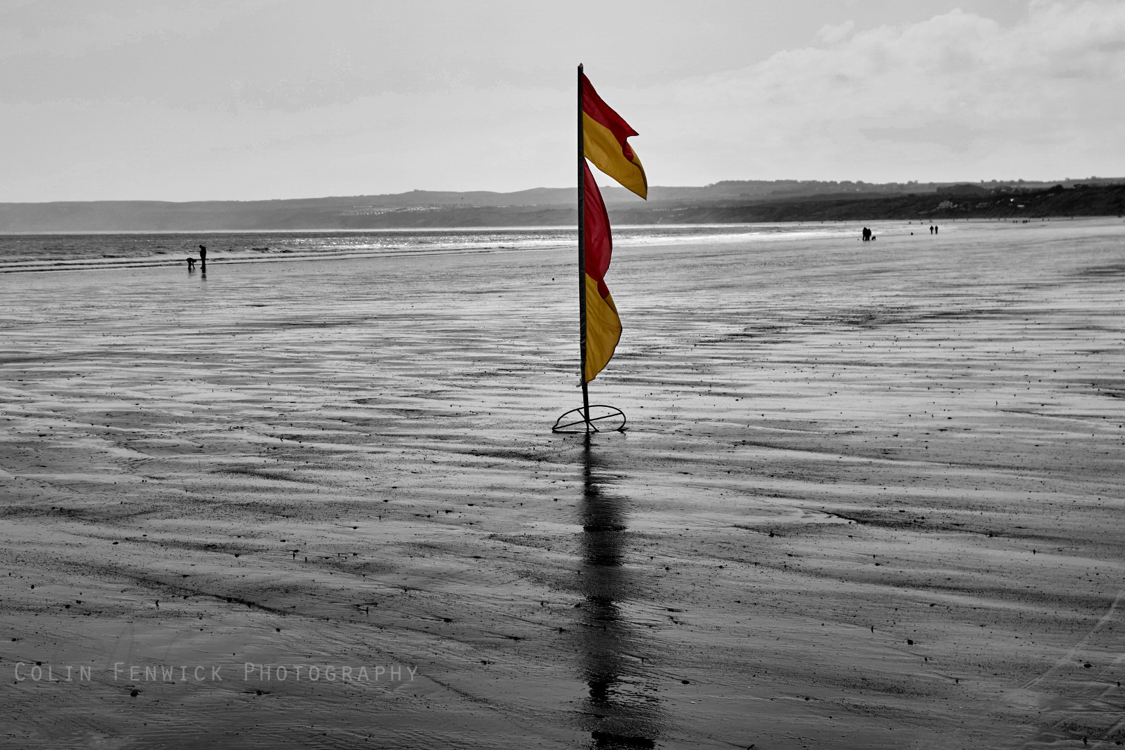 swimming flag on a beach