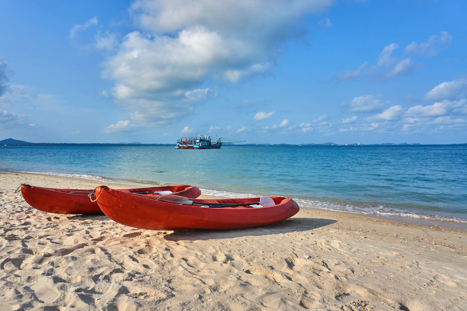 kayaks on the beach