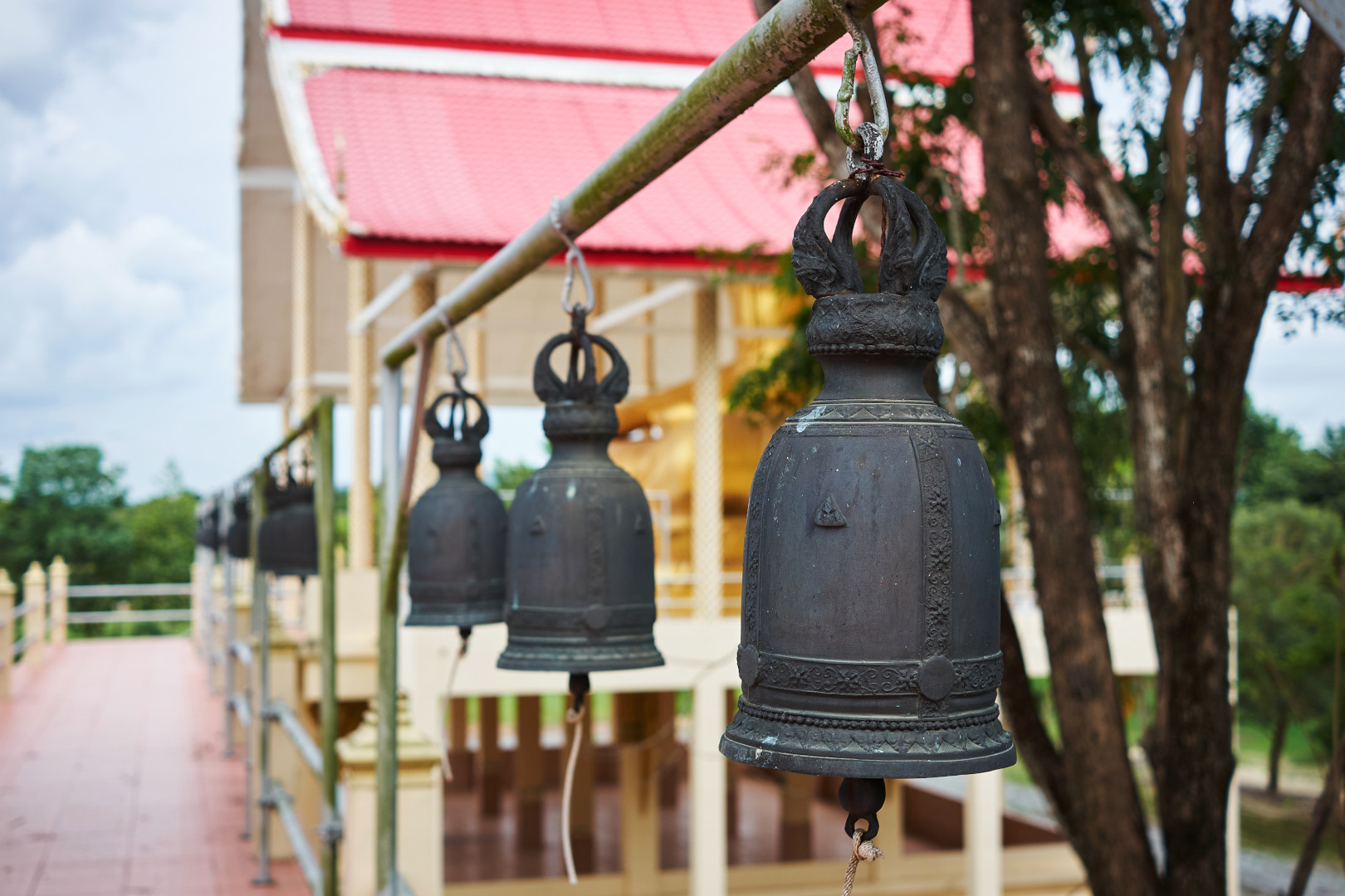 A row of bells at Wat Lahan Yai