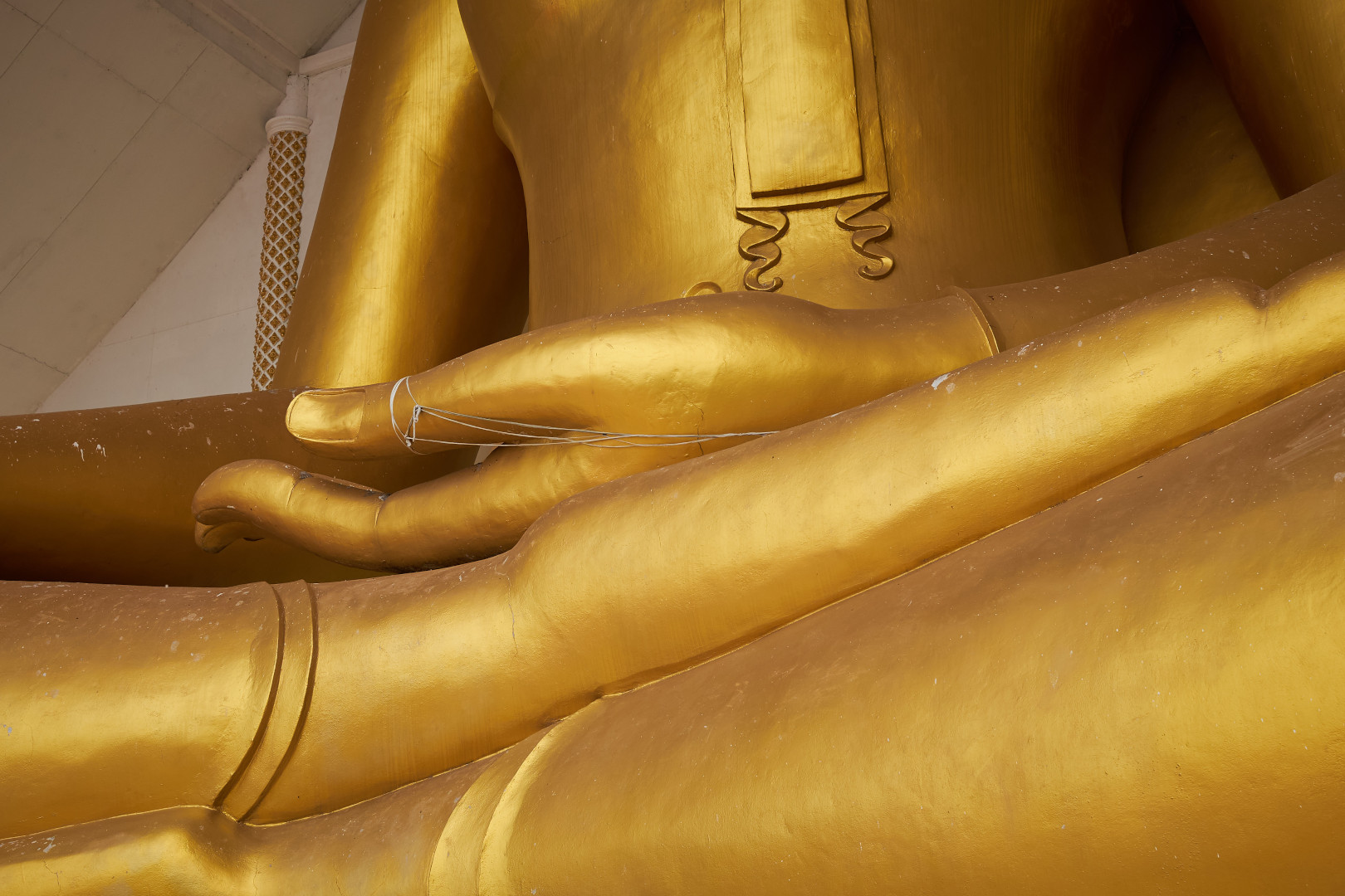 Close up af the Buddha at Wat Lahan Yai, Rayong