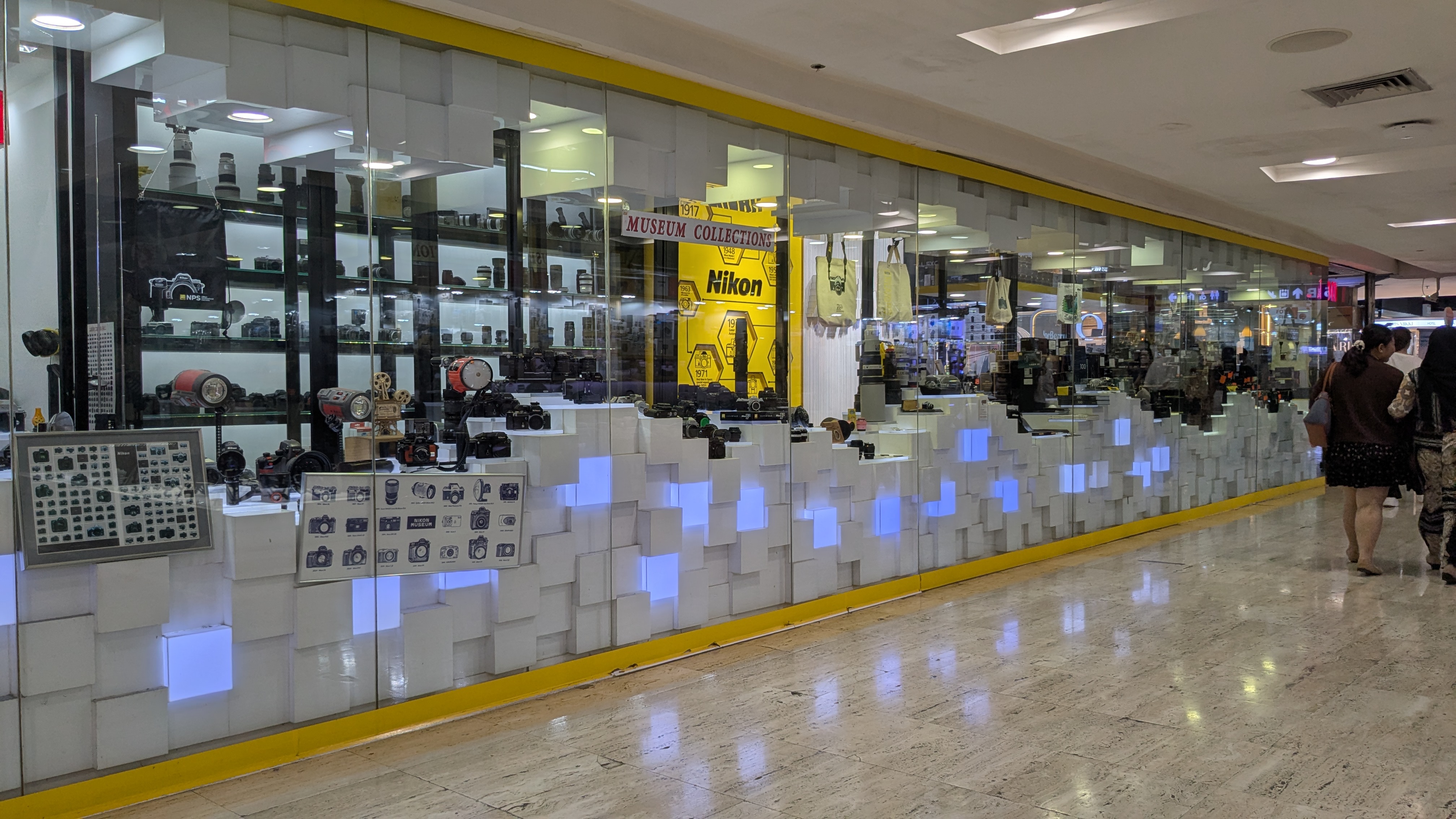 A range of Nikon Cameras in a shop window